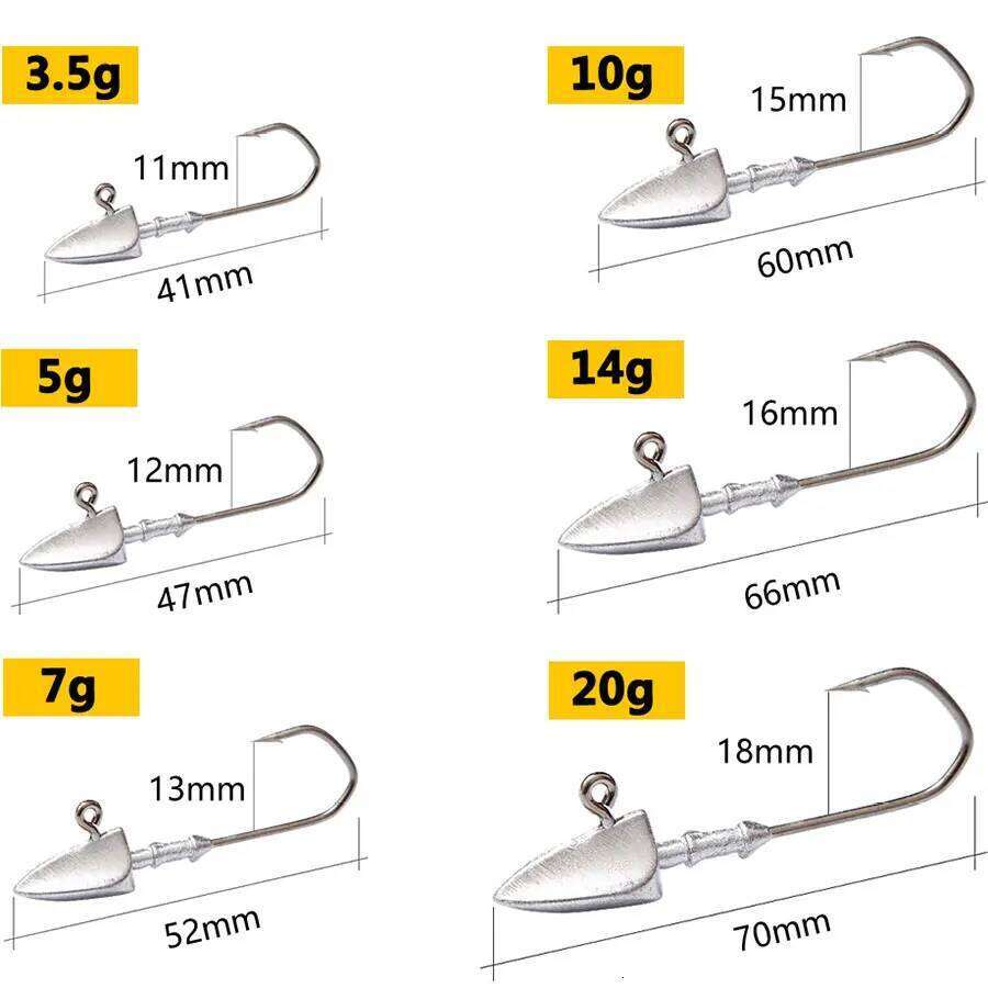 MrLurion 3.5g 5g 7g 10g 14g 20g Fishing Rigging jig head , soft worm grub lure bait hook fishing tackle set S260305
