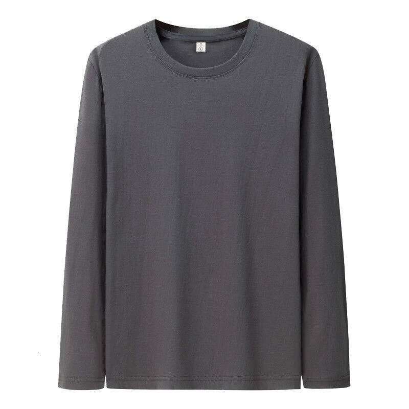T Shirt Men Cotton Long T-shirts Solid Color Men's Clothing Full Length Sleeve For Spring And Autumn Undershirts