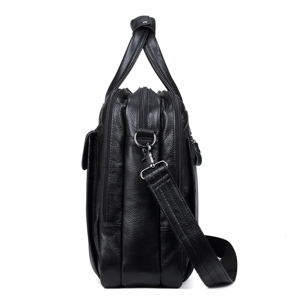 Fashion Genuine Leather Men A4 Office Bag Handbag Business Casual Mens Travel 156 Laptop Shoulder Bags Tote Briefcase 260228
