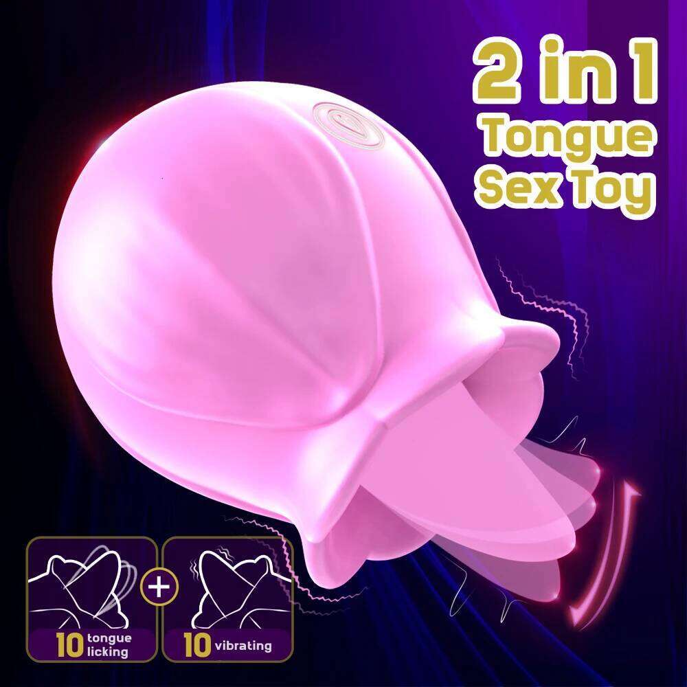 Rose Shape Clitoris Sucking Vibrator Tongue Licking Nipple Anal Stimulator Fast Orgasm Women Masturbator Lesbian Sex Toys W260305