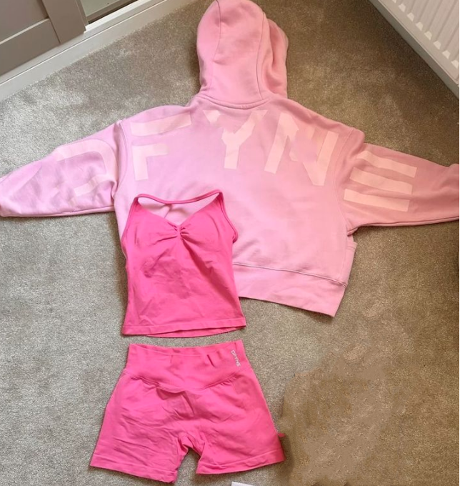 US Stock Dfyned Sets Yoga Designer Shorts Hoodie Set Fitness Pleated Impact Hoodies Women's Loose Hooded Sweatshirt Sports Jacket Wide Leg Sweatpants Gym Trousers