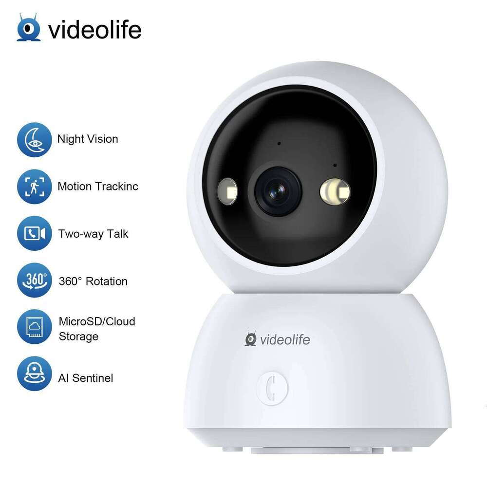 Videolife 360 Smart Home WIFI Security PTZ 2K 1080P 2 MP AI Human Detection Night Vision Webcam Work IP Camera 26W0306
