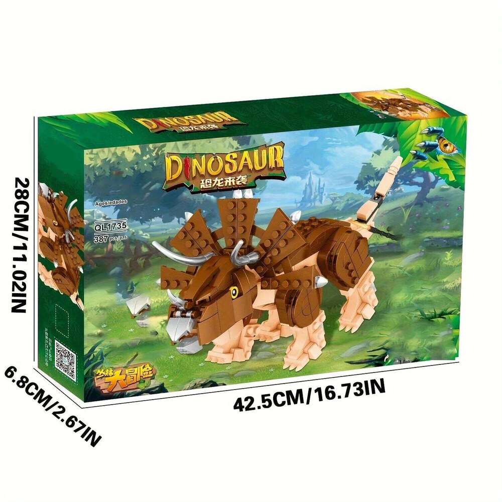 387PCS Dinosaur Building Block Diy Triceratops Model Assembly Bricks Desktop Decoration Educational Toys For Kids Holiday Gifts Z260305