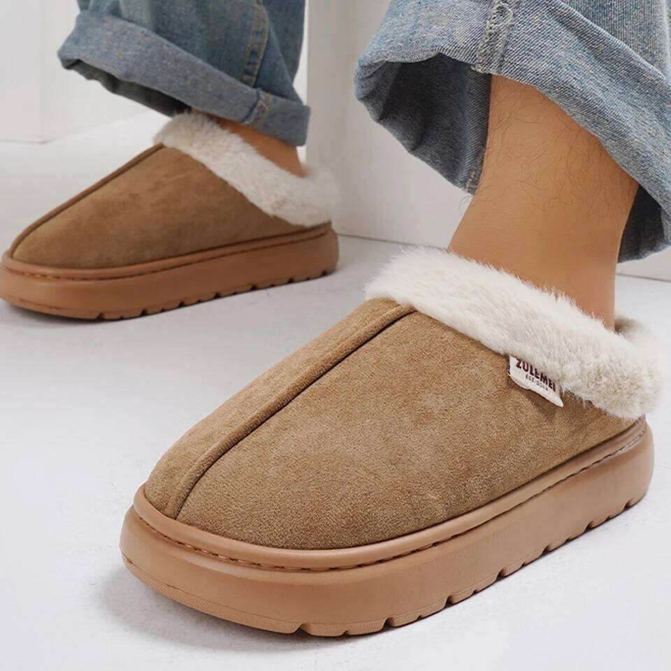 Litfun Platform Fluffy Winter High Quality Plush Women Cotton Shoes Ladies Fur House Slippers Warm Fuzzy Slides