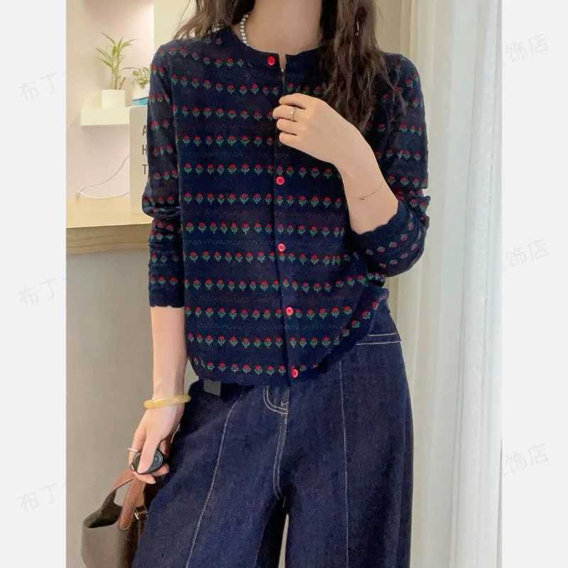 Fashion Retro Jacquard Design Knitted Cardigan Top for Women M260306