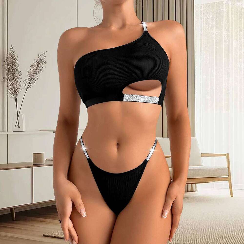 2pcs Women Bras Panties Set Shiny Charming Sexy Lingerie Breathable Fashion Women's Underwear Elegant Backless Brassiere