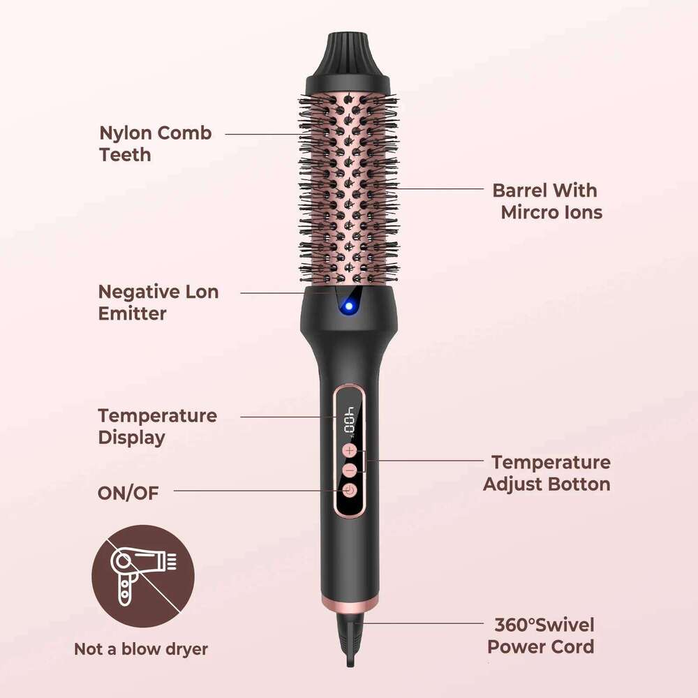 Heating Thermal Professional Styling Round Iron Volumizing Hot Brush Anti Scalding Curling Comb 26Y0305