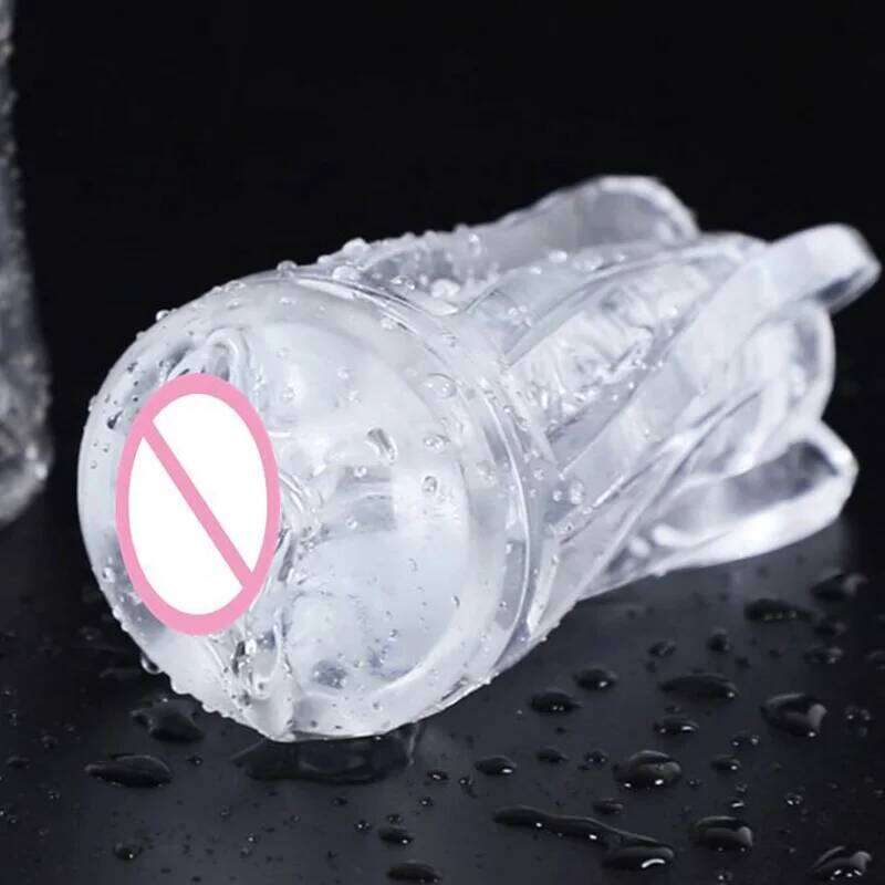 Male Masturbator Manual Soft Pussy Transparent Vagina Adult Goods Endurance Exercise Vacuum Pocket Cup Sex Toys W260305
