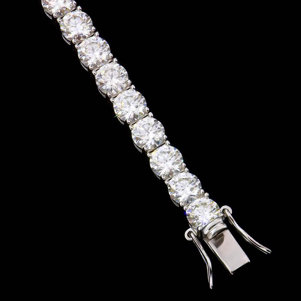 2mm-6mm VVS Lab Grown Moissanite Hip Hop Chain Link Tennis Bracelet 925 Sterling Silver Gold Plated Unisex Jewelry
