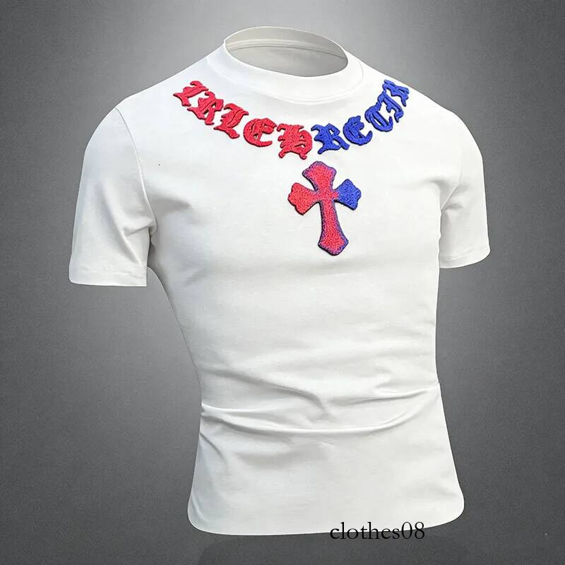 Men T shirt Summer 2026 Men's ort T-irt Printed f Sve Slim Fit Cotton Blend Faionable Youthful round Ne Letter Pattern