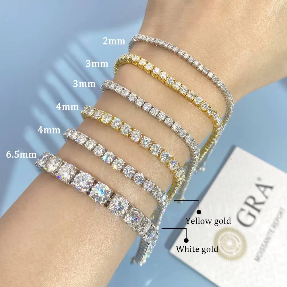 Factory Wholesale Moissanite Jewelry 925 Silver Hip Hop Rock Diamond Chain 2mm 3mm 4mm 5mm 65mm VVS Moissanite Tennis Necklace