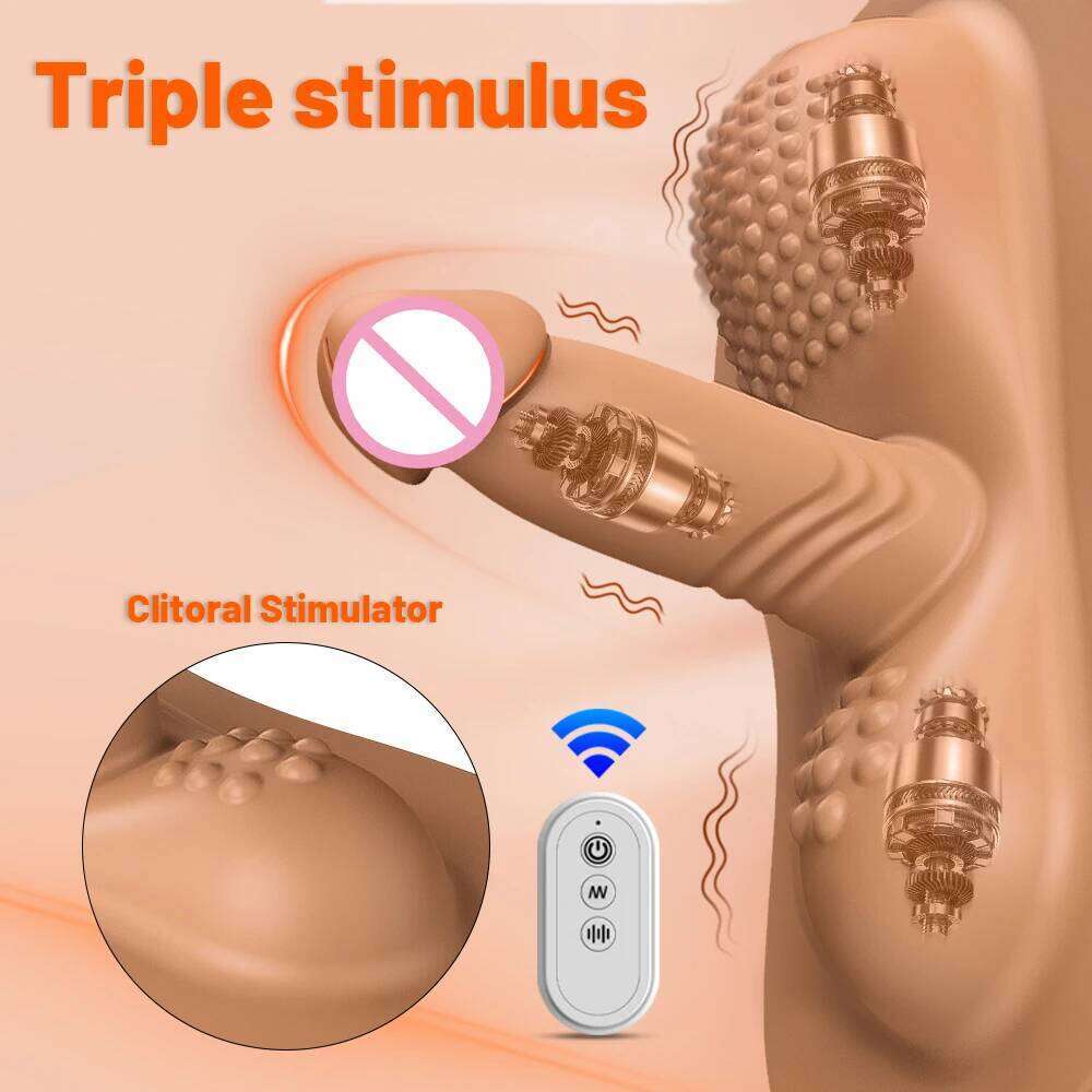 Sit and Ride Dildo Vibrators Remote Control Dual Motor Vibrating Clit Anal G Spot Stimulator Adult Couple Sex Toys for Women Men W260305