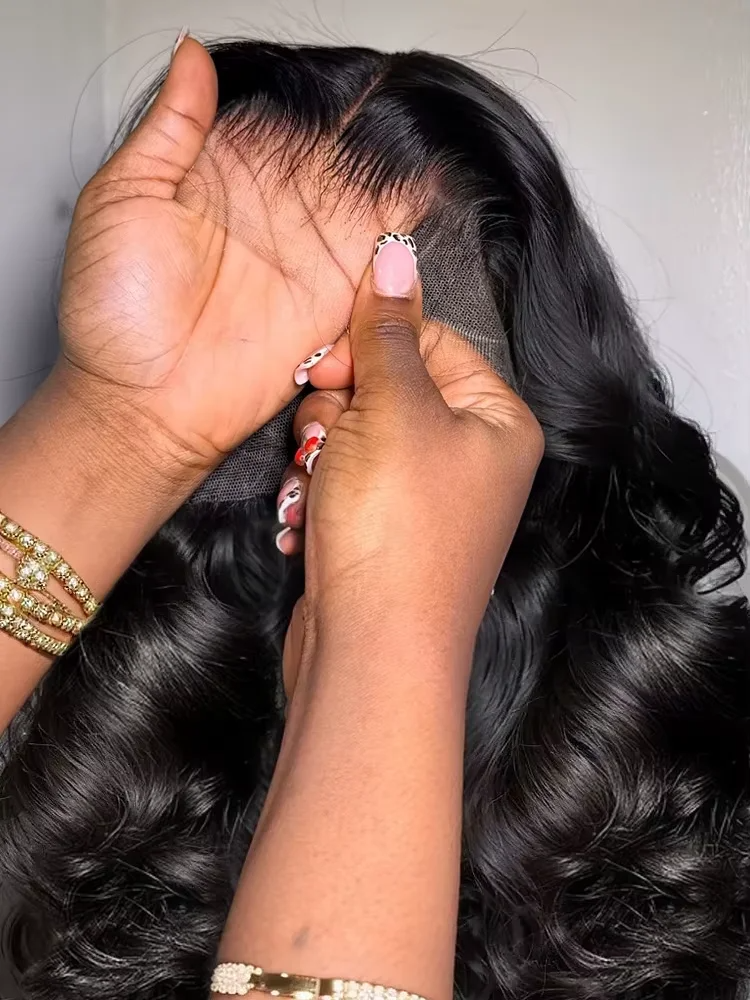 200 Density Brazilian Body Wave Lace Front Wig Black 13x6 HD Wet And Wavy Lace Frontal Wig 30 40 Inch Preplucked Human Hair Wigs