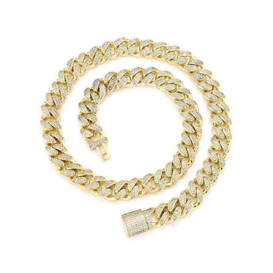 European and American hip-hop jewelry, eye-shaped zircon men's high-quality micro-inlaid diamond Cuban necklace, hiphop
