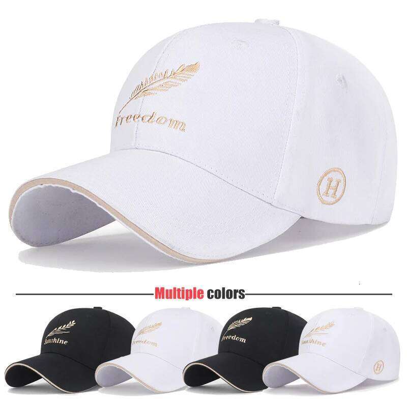 Feather Wheat Ear Embroidery Cotton Baseball Cap New Outdoor Casual Sport Sun Caps Trucker Hat Dad Hats Y260304