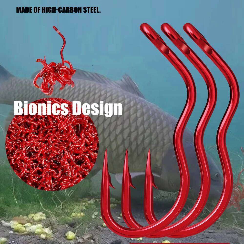 FTK 12/24Pcs High Carbon Steel Hooks With Ring 5-14# Automatic Flip Sharp Barbed Fishhook for Carp Fishing Accessories S260305