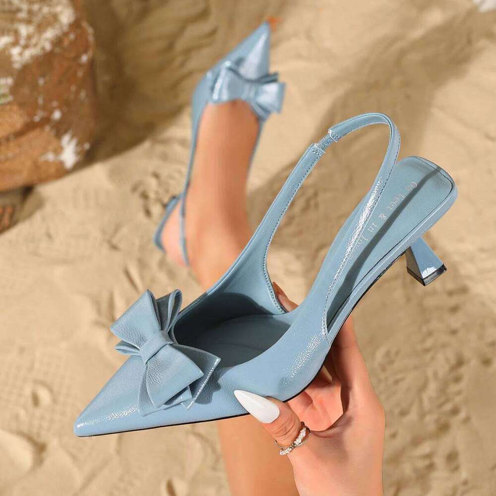 Ladies Butterfly Knot Decorated Pointed Toe Slim High Heels