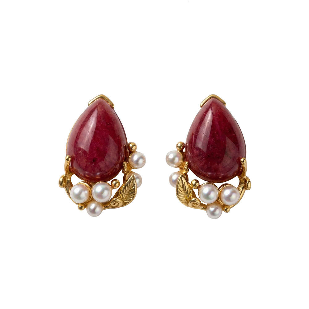 Vintage Purple Natural Stone Retro Women's Earrings Exquisite And Elegant Palace-Style Ear Accessories High-Quality
