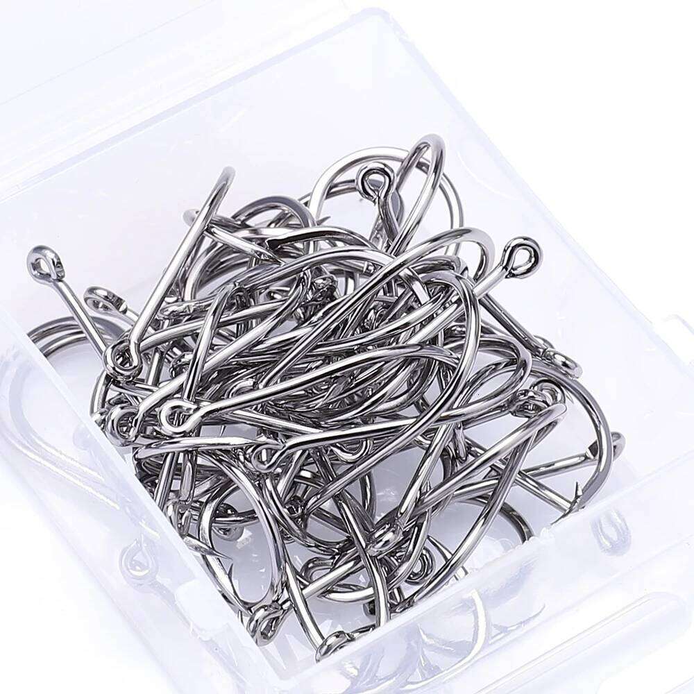 FTK 50-100Pcs/Box Accessories CHINU Circle Carp Eyed Fishing Japan High Carbon Steel Fishhook Single Worm Hook S260305