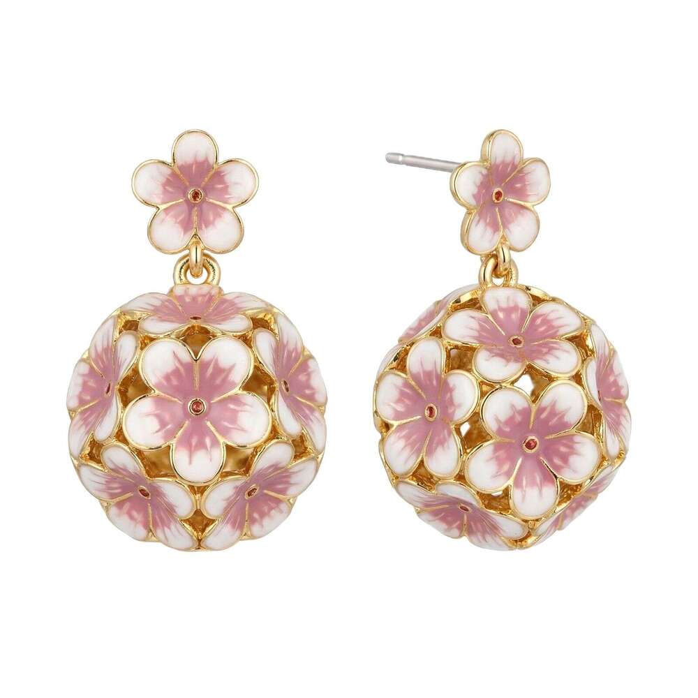 Qingdao Vintage Plant Design Earrings, Hollow Flower Ball, Fashionable Versatile, Sweet And Luxurious, High-End Feel For Women High-Quality