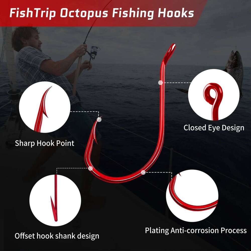 9KM Red Octopus Extra Strong Versatile Fishing Live Bait Hook for Saltwater S260305