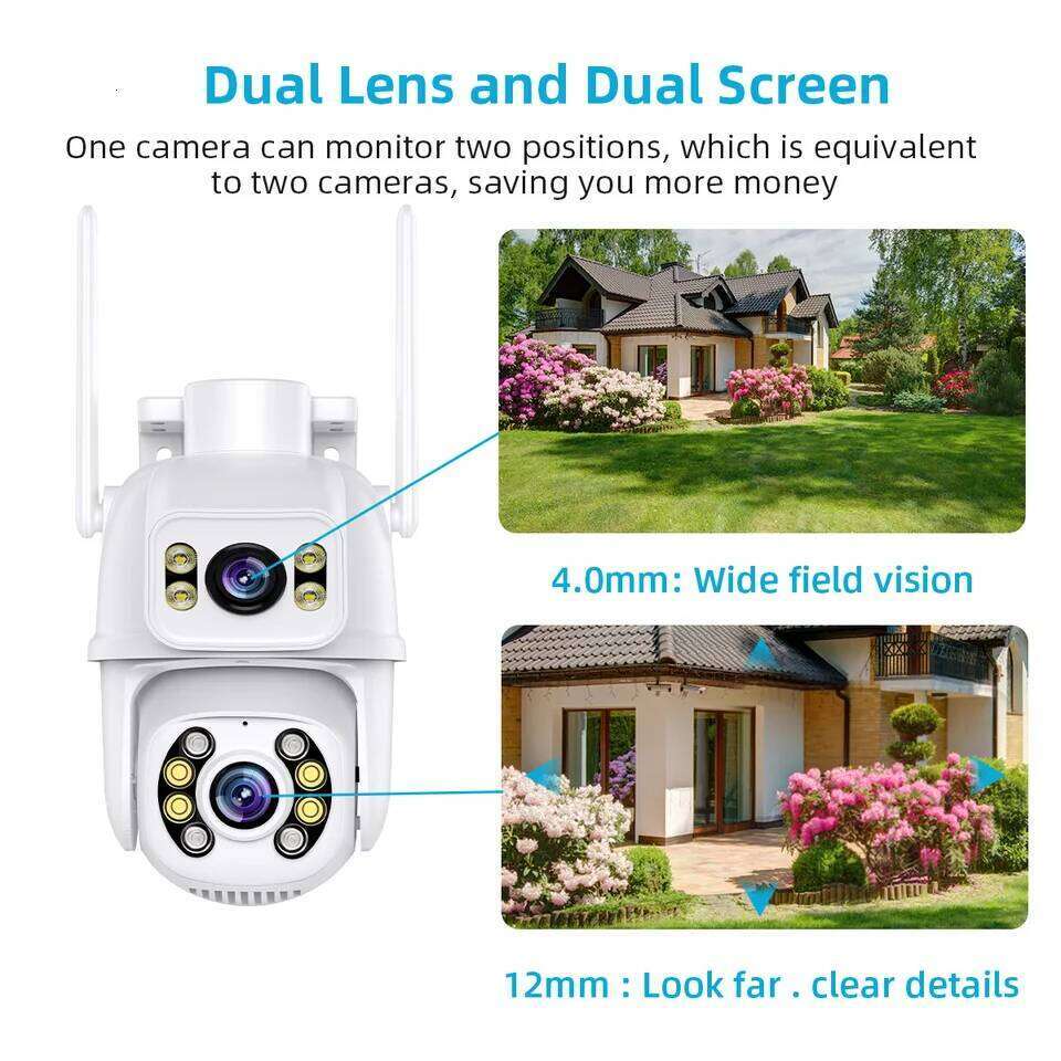 4K 8MP HD Dual Lens Outdoor Wireless Security IP External Wifi PTZ Auto Tracking Street Surveillance Camera iCsee 26W0306