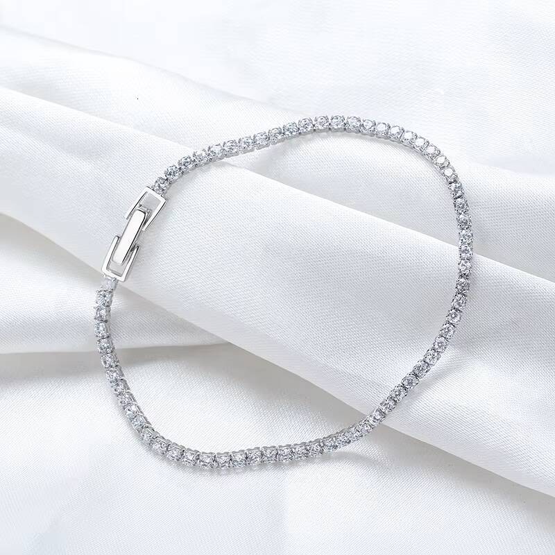 RINNTIN SB91 Accessories Women 925 Sterling Silver Couple Bracelets Hip Hop Jewelry Cubic Zirconia Diamond Tennis Bracelet Mens