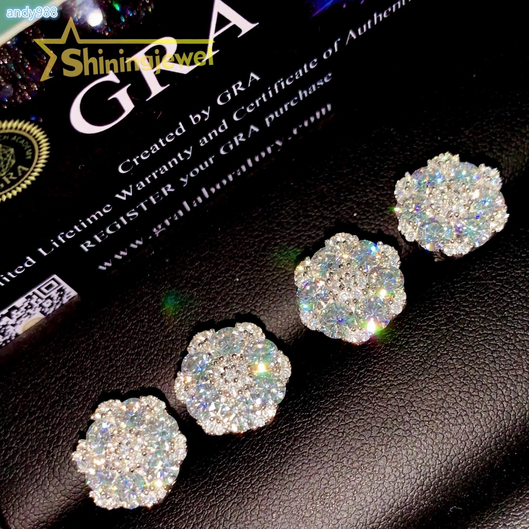 Big Cluster Flower Earrings 135mm Moissanite Flower Stud Earrings Hip Hop 925 Silver Gold Plated Pass Diamond Tester