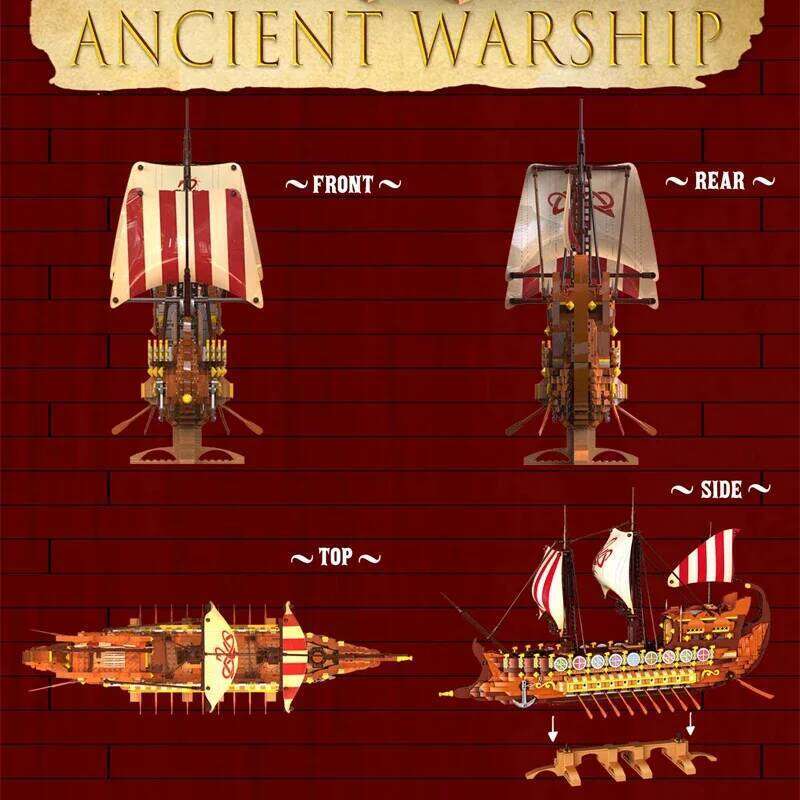 2073PCS Viking Longship Building Blocks Giant War Pirate Ship Model Bricks Desktop Decoration Kids DIY Educational Toys Gifts Z260305
