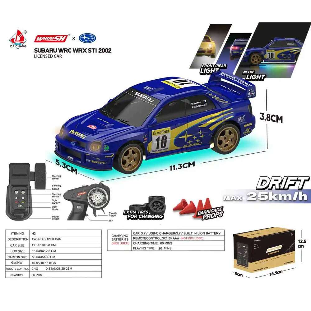 1/24 Simulation RC Drift Racing Car 4WD High Speed with Light 2.4G Radio Controlled Vehicle Model Race Competition Toy for Boys C260305