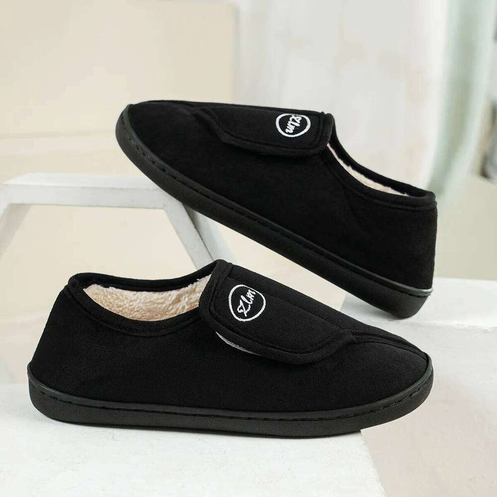 Litfun Winter Fluffy For Women Anti-slip Velcro Indoor Cotton Shoes Warm Fur Home Slides Flat Bottom Women's Slippers