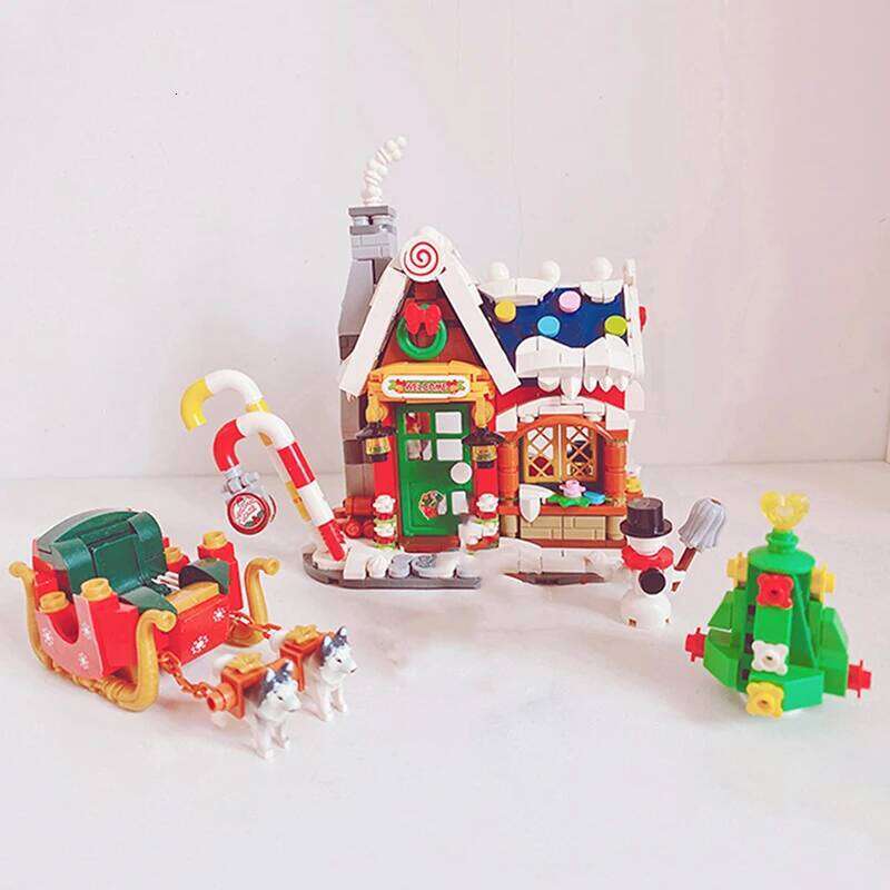 Creative Christmas Model Building Block Set DIY City Street View House Assembly Ornaments Children's Toys Holiday Gifts Z260306