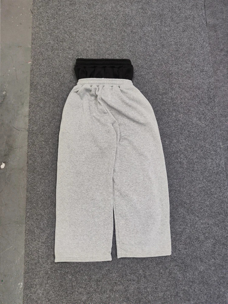 European and American Embroidered Street Couple Double Head Double Waist Pants Personalized Printed Pattern Pants 260303