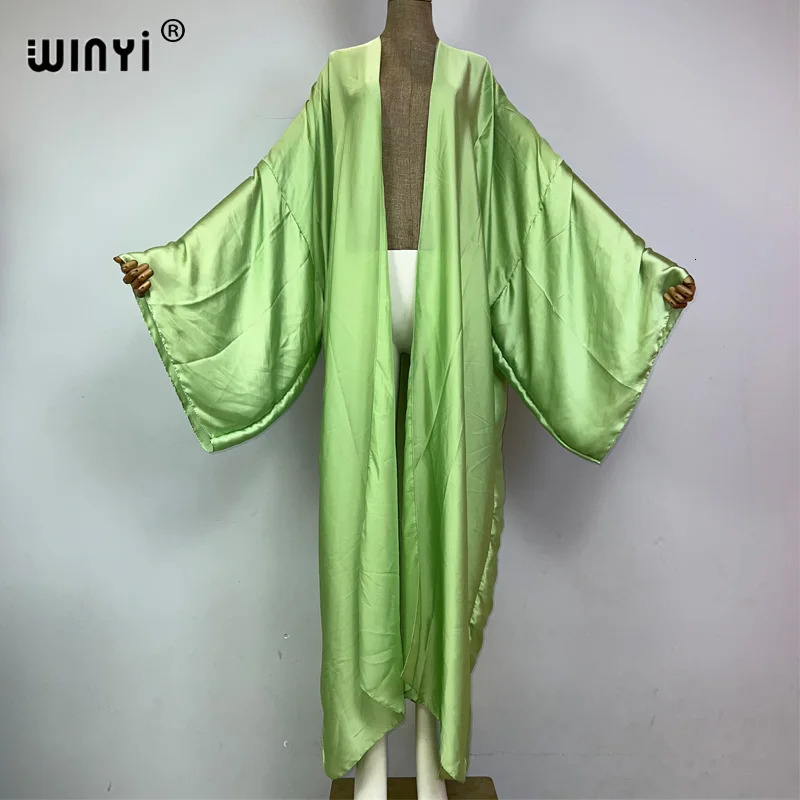 WINYI kimono boho monocolour kaftans beach wear Elegant Holiday outfits for women cover ups comfortable dress 260228