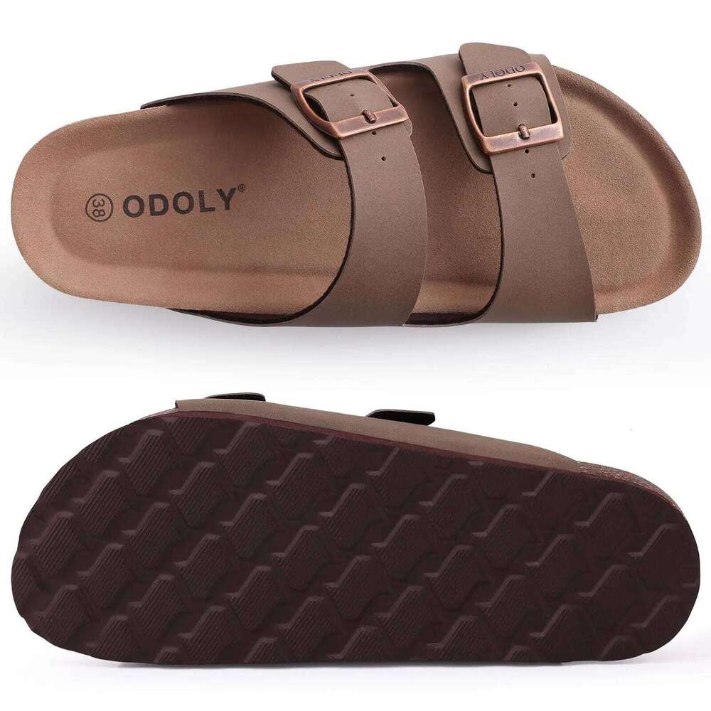 Litfun Men Classic Cork Sandals New Unisex Suede Flat Slippers With Arch Support Summer Beach Slides Adjustable Buckle Home Shoe