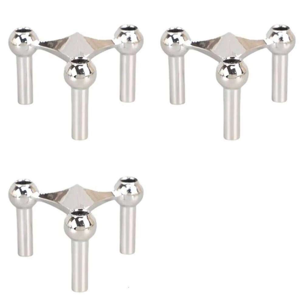 CHRISTMAS 3X Metal Candlesticks Nordic Molecular Structure Centerpiec Living Room Home Decorative Candlestick Silv XJ260305
