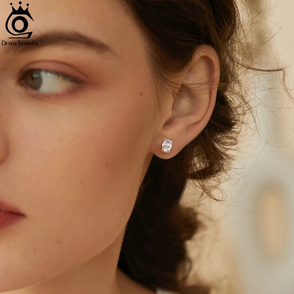 ORSA JEWELS Exquisite 925 Sterling Silver Zircon Earrings for Women Shiny 8A Premium Cubic Zirconia Earrings Party Jewelry LZE03 260303