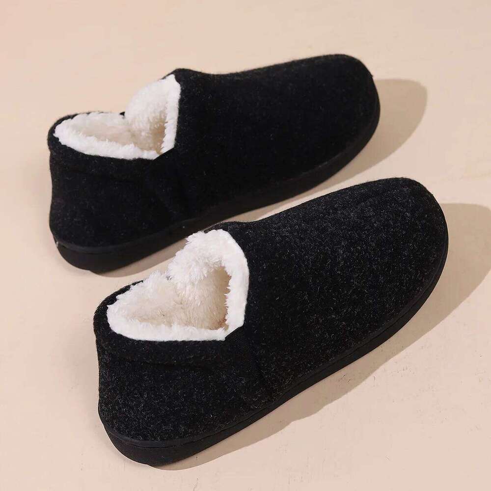Litfun Warm Fuzzy Lined House Slippers For Men Women Comfort Memory Foam Cotton Shoes Non-slip Fur Flat Shoe Indoor And Outdoor