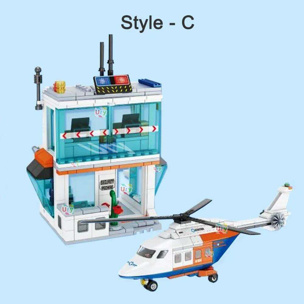 3in1 City Series Aviation Cargo Plane Helicopter Airport Airbus Airplane Control Tower DIY Building Blocks Toy Set Kids Boy Gift Z260306
