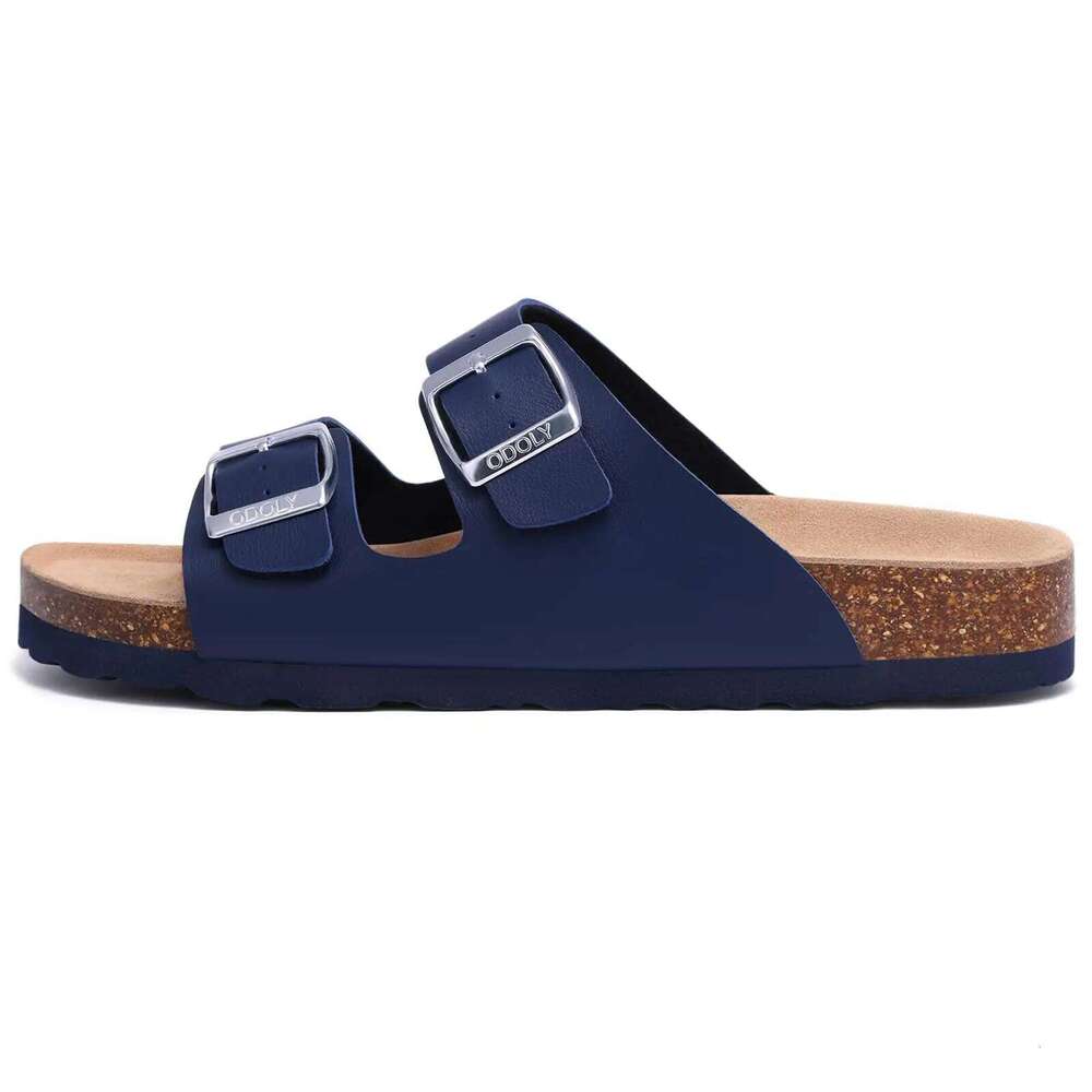 Litfun Men Fashion Slippers Summer New Women Double Buckle Sandals Soft Comfy Cork Footbed Slides Brand Unisex Beach Shoes
