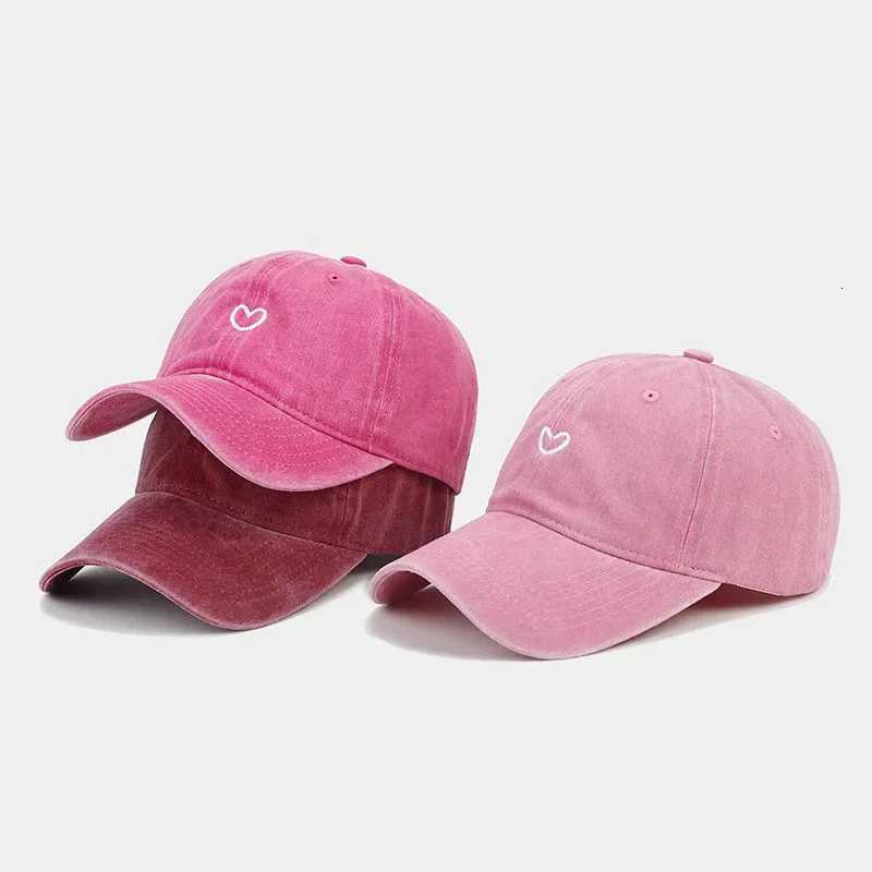 Hat New For Women Men Washed Cotton Baseball Cap Soft Top Embroidered Love Retro Simple Snapback Outdoor Hats S260306