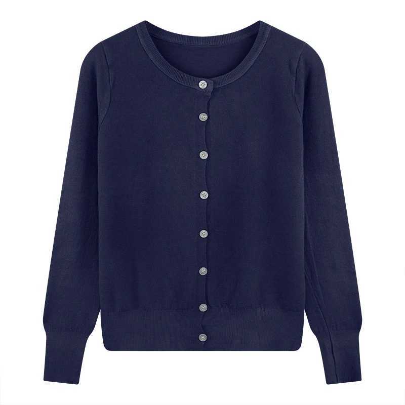 Solid Long Sleeve O-Neck Loose Tops Korean Style Single-Breasted Sweater Women Autumn Winter Casual Soft Waxy Knitting Cardigan M260306