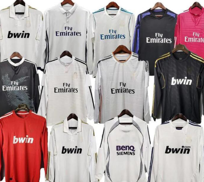 Retro reals madrid soccer jerseys 94 96 98 00 01 02 03 04 05 06 07 08 09 10 11 12 13 14 15 16 RONALDO BENZEMA RAUL FIGO ZIDANE SUKER HIERRO R.CARLOS Long sleeve football shirt