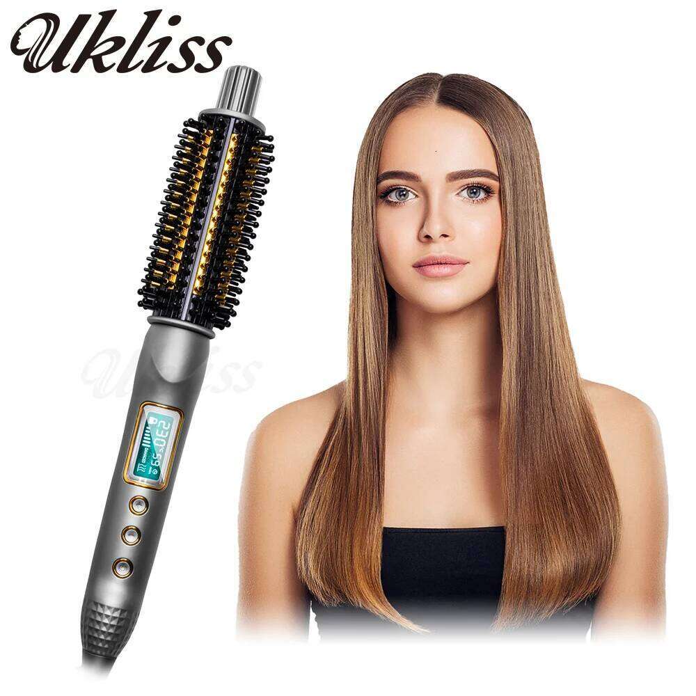 32mm Curling Ceramic Ionic Curler Straightener Anti-Scald Volumizing Hair Iron Heated Brush Electric Hot Comb 26Y0305