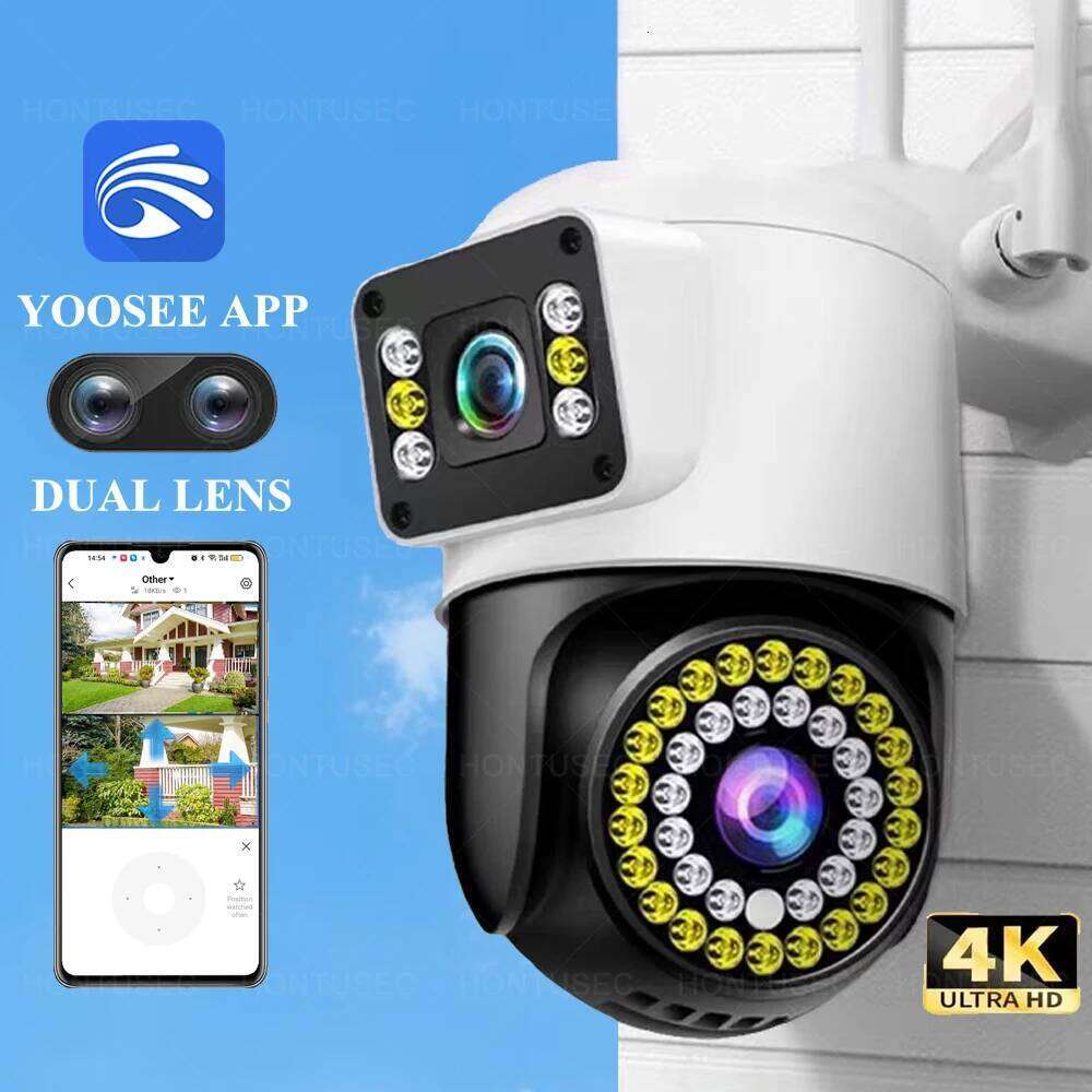 Yoosee 4K 8MP Lens Dual Screens Color Night Vision Auto Tracking Two Way Audio Outdoor Waterproof Surveillance Cameras 26W0306