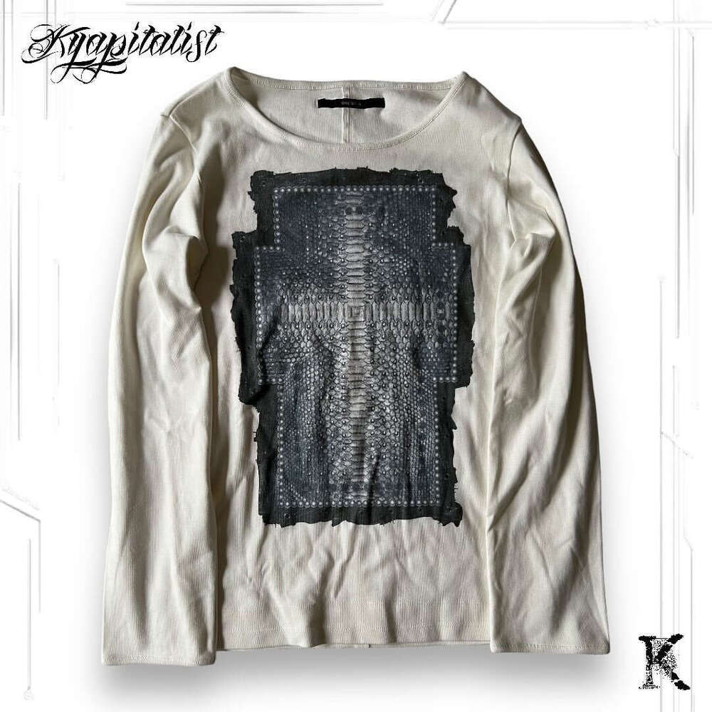 Dark-style street punk unisex long-sleeve tops wholesale American retro millennium print T-shirts