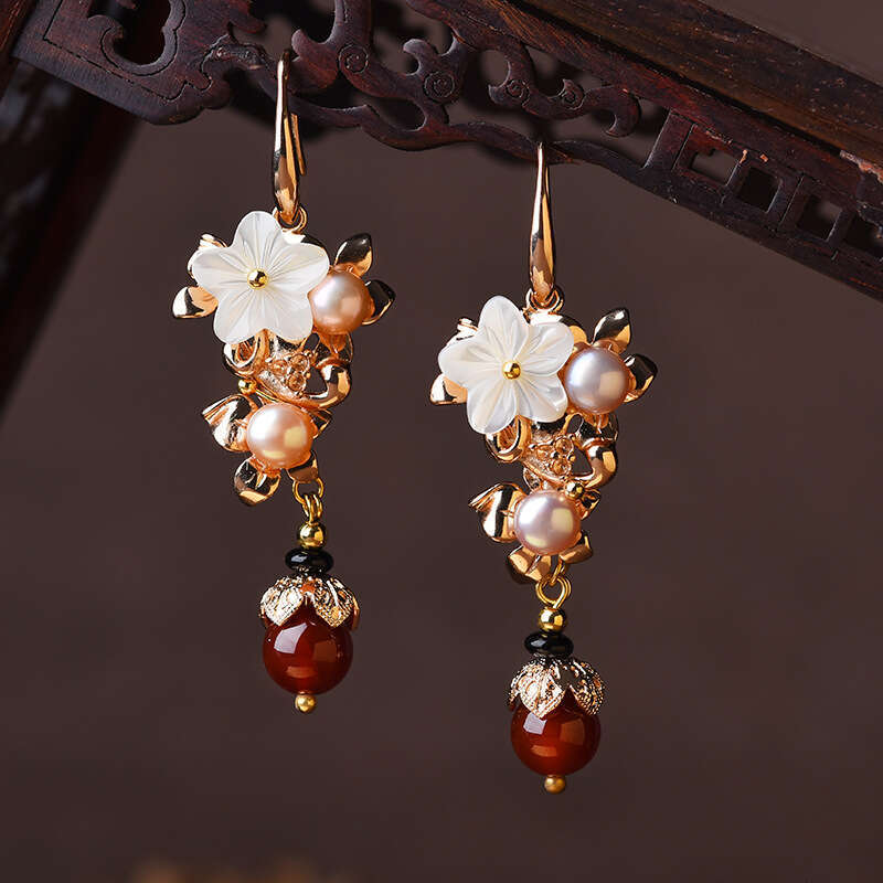 Original Ancient Street Vendor Long Pearl Personality Chinese Style Earrings For Women Yuansiqi
