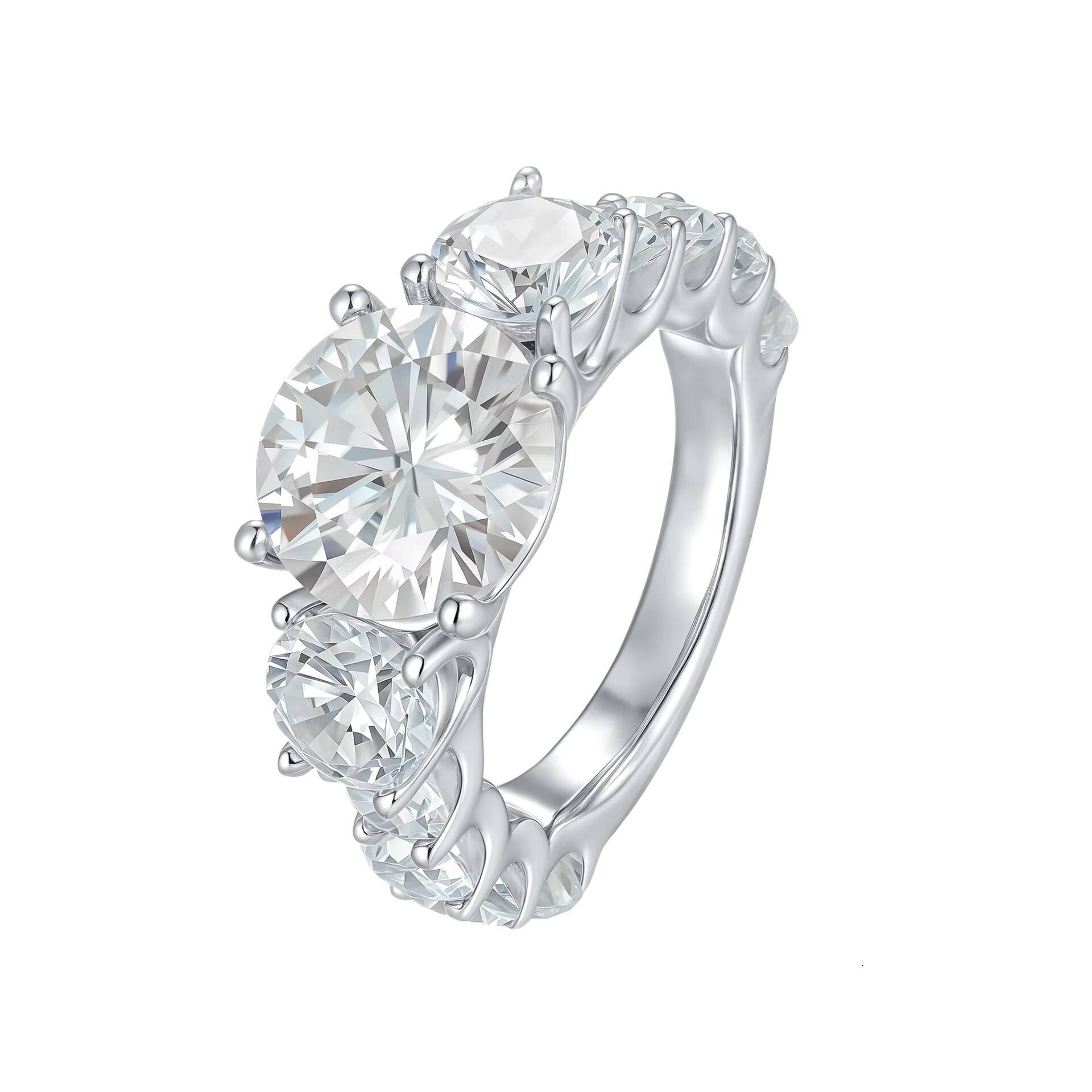 Luxury S925 Silver White Gold Plated Claw Setting Round Cut 5CT VVS GRA Moissanite Jewelry Gradient Half Eternity Rings for Men