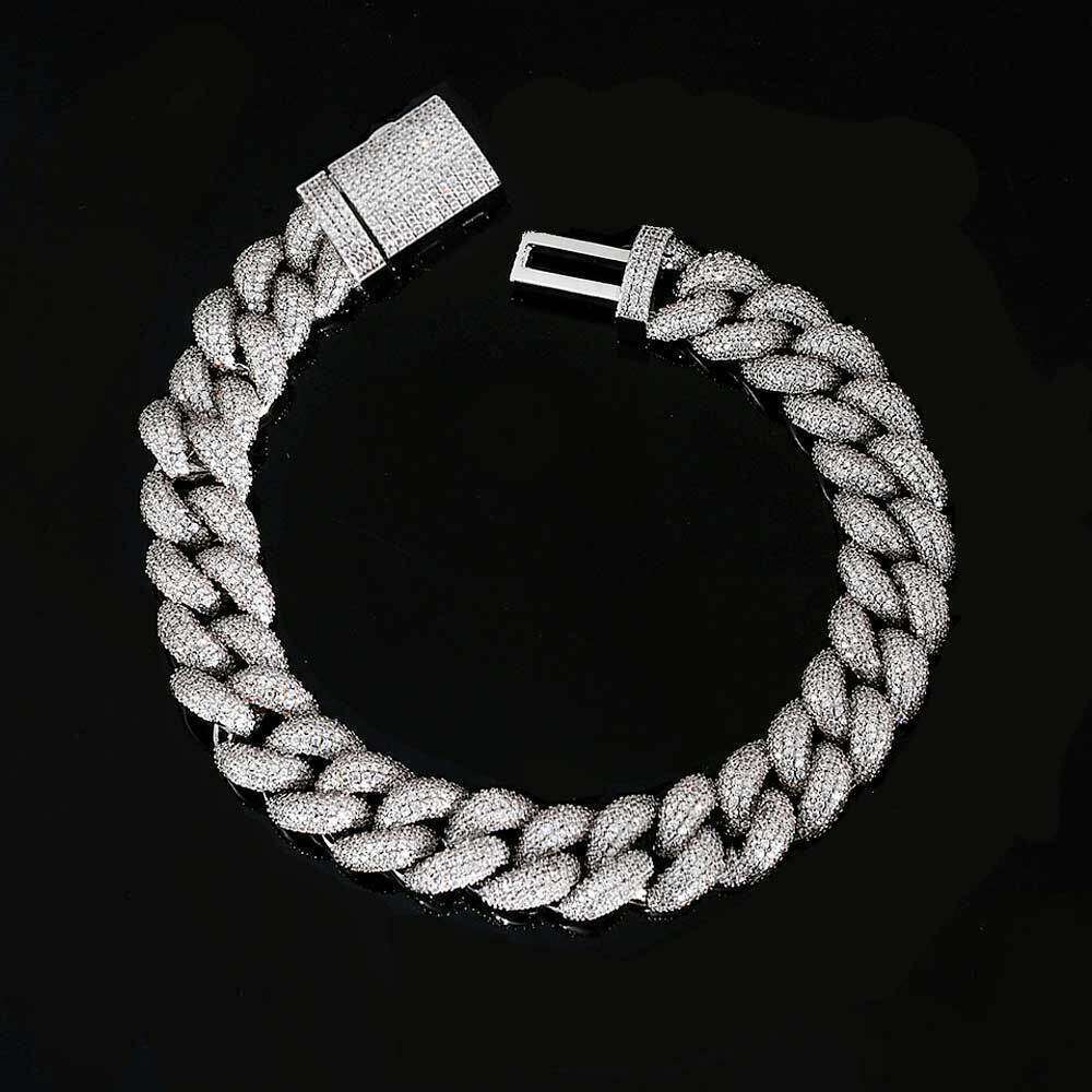 Cross-Border European and American New Hip-Hop High-Quality Five-Row Full Diamond Cuban Bracelet Flip Clasp Jewelry Hip Hop