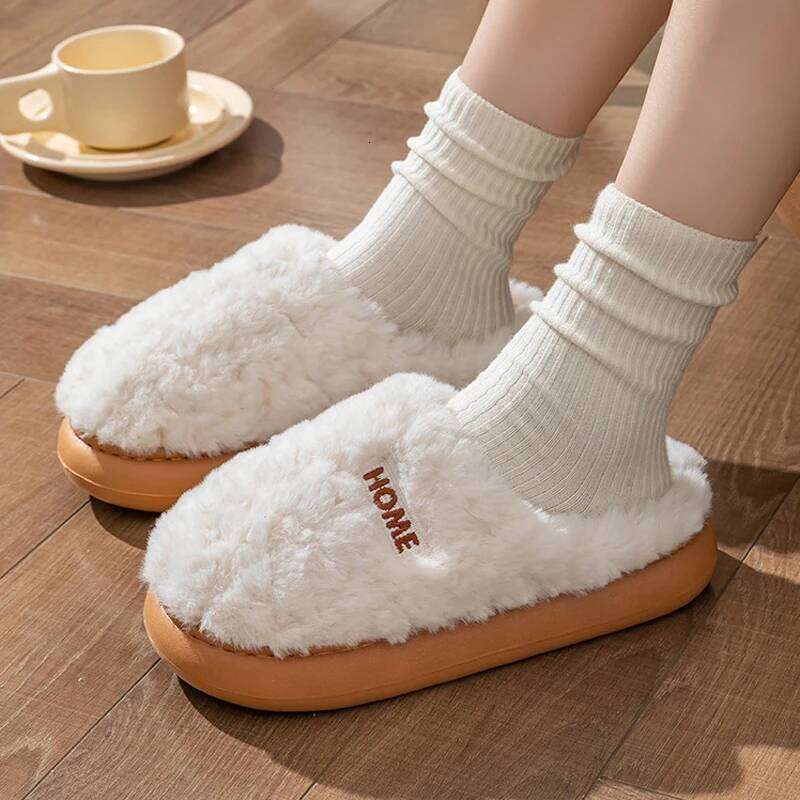 Litfun Winter Fluffy Women's Soft Sole Non-slip Indoor Slides Leisure Furry Warm Cozy House Cotton Slippers For Women